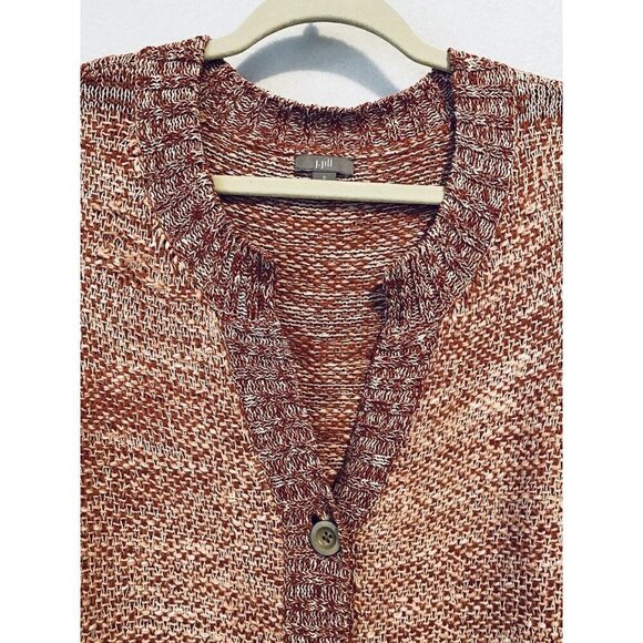 J Jill Cardigan Sweater Womens Small Button Up 3/4 Sleeve Red Linen Silk - Picture 2 of 7